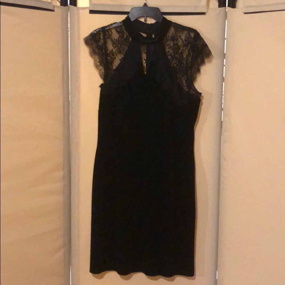 Beautiful black velvet and lace cocktail dress